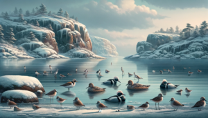 Fåglar, hav och vinter